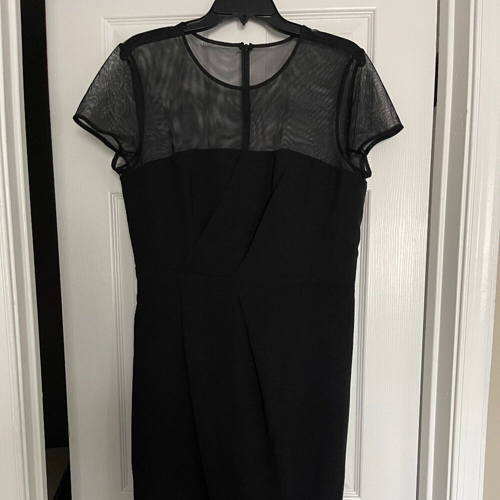 Black Cocktail Dress with Mesh Top - J S Collections Size 12